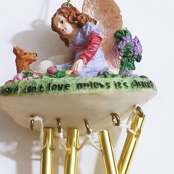 Vintage Forest Angel Wind Chimes Plastic Deer Flowers Brass Chimes (z) - Picture 5 of 5